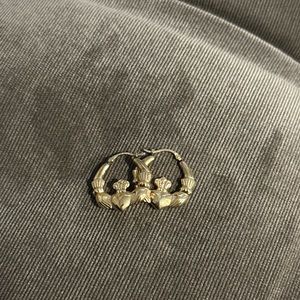 Gold Claddagh earrings - 3/4 inch diameter